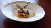 Auberge Hatley PUMPKI SOUP WITH BLENDED SEAFOOD DISH 